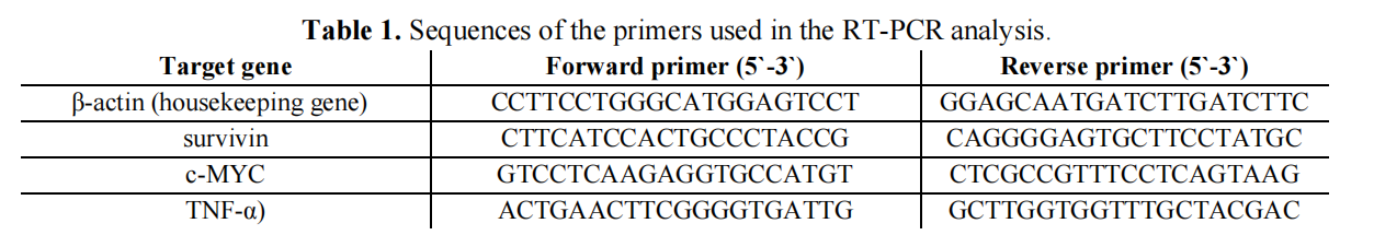  Sequences of the primers used in the RT-PCR analysis